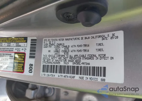 2020 Toyota Tacoma Sr V6 из США, поврежденный, VIN 3TMCZ5AN4LM369455